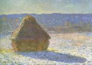 Claude Monet haystack in the morning,snow effect painting